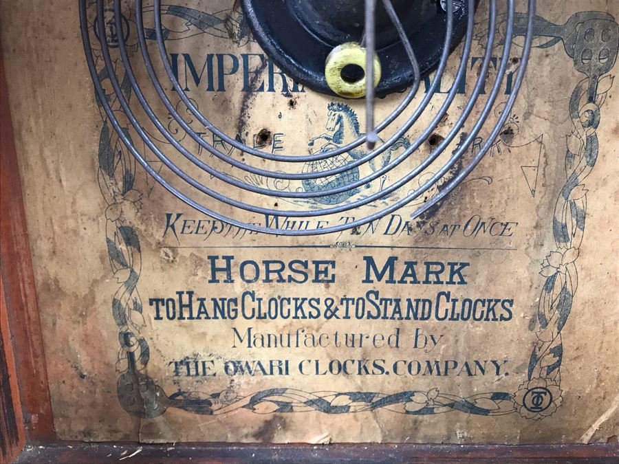 Rare Japanese Imperial Quality Horse Mark Clock By The Owari Clocks Company [Photo 14]