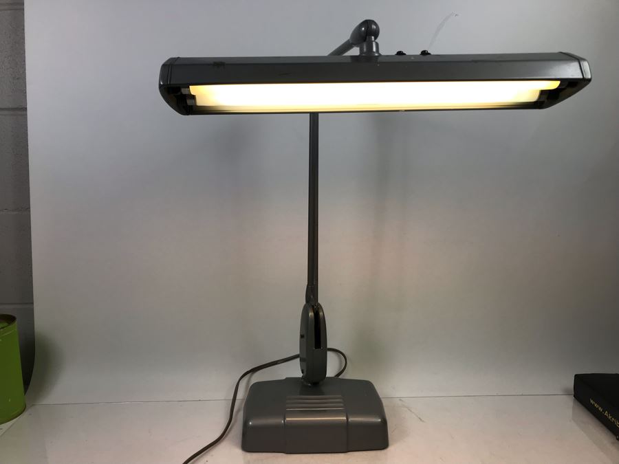 Vintage Art Deco Metal Floating Adjustable Desk Lamp Dazor Floating Light Fixture Model P-2324 By Dazor Mfg Corp St Louis, MO [Photo 4]