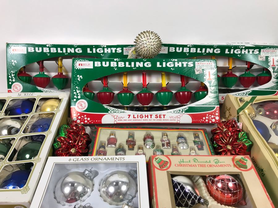 Christmas Ornament Lot With Vintage And Contemporary Glass Ornaments And (3) Sets Of New