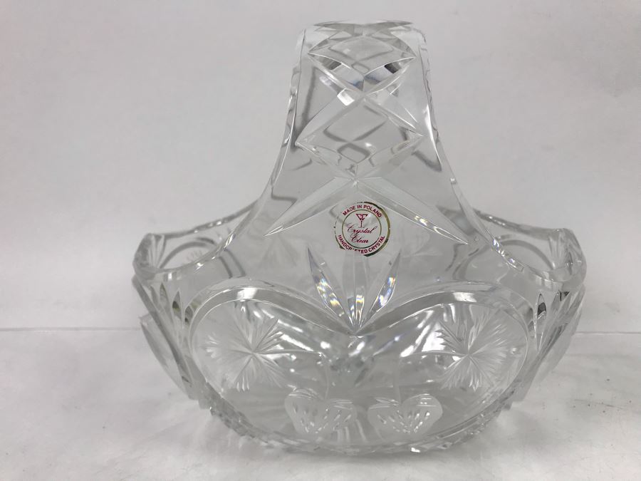 Cut Crystal Strawberry Basket Made In Poland 6.5'H [Photo 2]