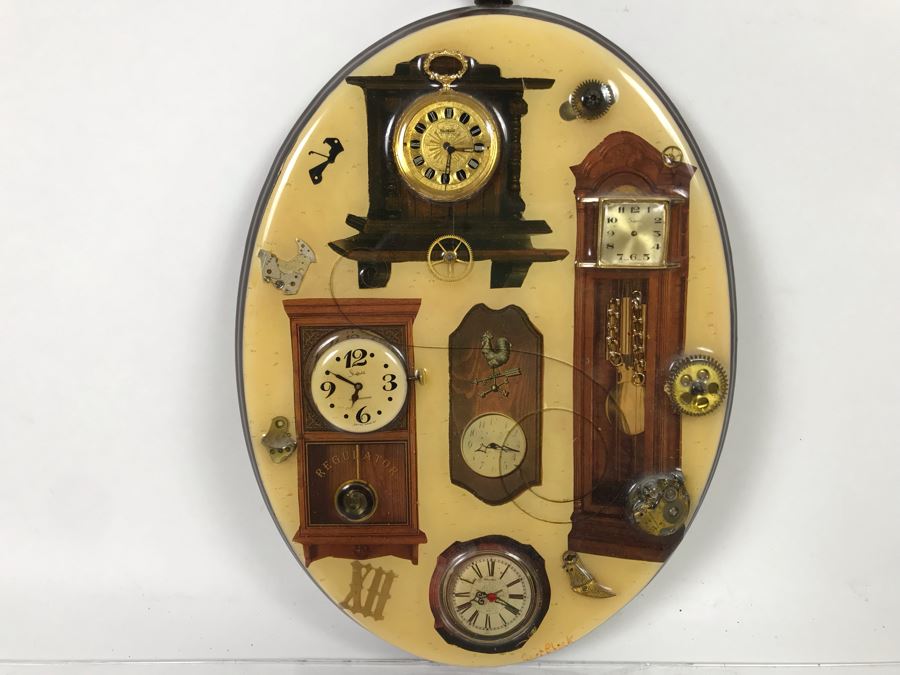 Signed Vintage Clock Parts Artwork 10'H [Photo 2]