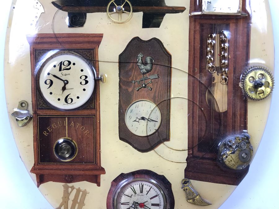 Signed Vintage Clock Parts Artwork 10'H [Photo 4]