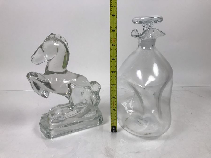 Glass Horse Bookend And Hand Blown Glass Decanter [Photo 9]