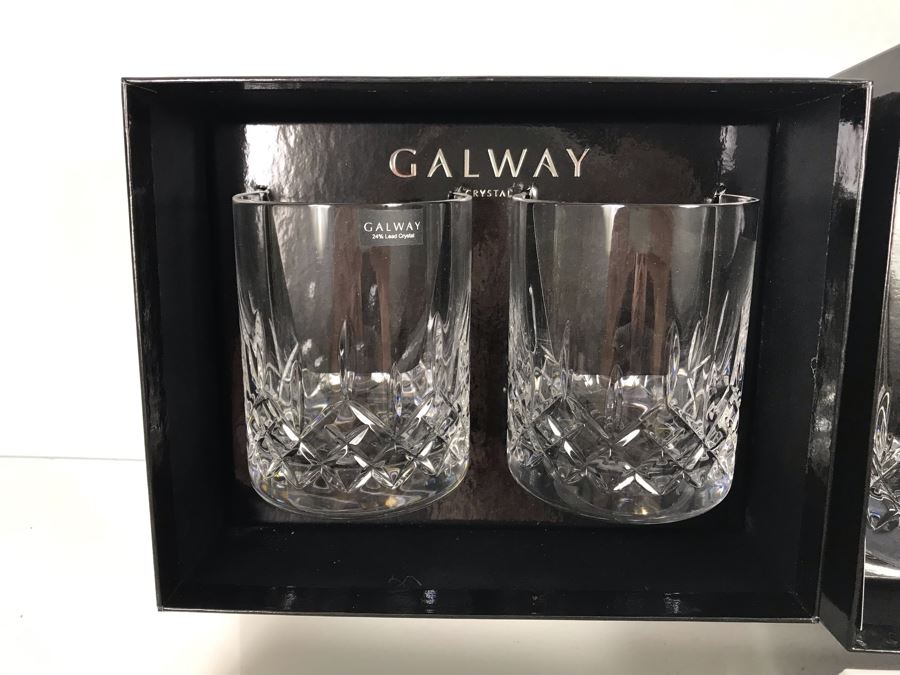 New Galway Irish Crystal Sets: Longford Brandy Pair, Longford Hiball Pair And Longford D.O.F. Pair Whiskey Retails $250 [Photo 3]