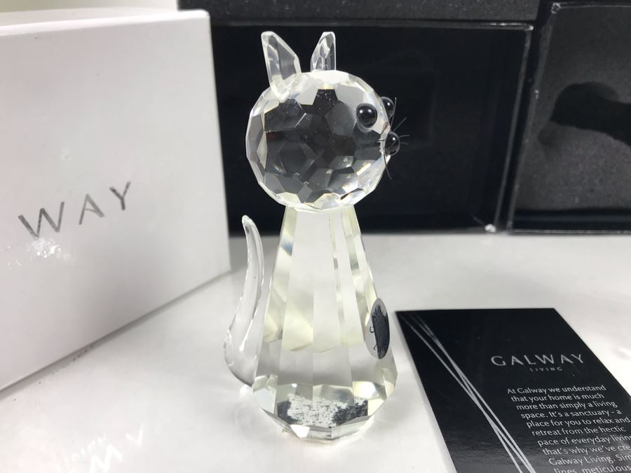 New Galway Irish Crystal Living Figurines: Sitting Cat And Sitting Dog  Retails $75 [Photo 3]