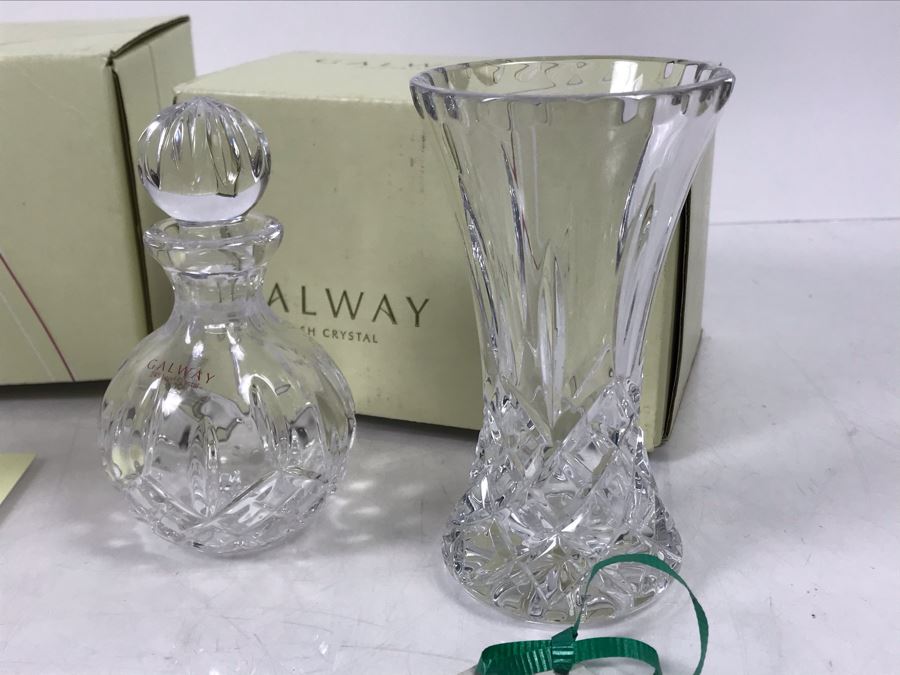 Galway Irish Crystal Items: Longford Perfume Bottle, 5' Vase, Tankard And 6' Bell Retails $230 [Photo 6]