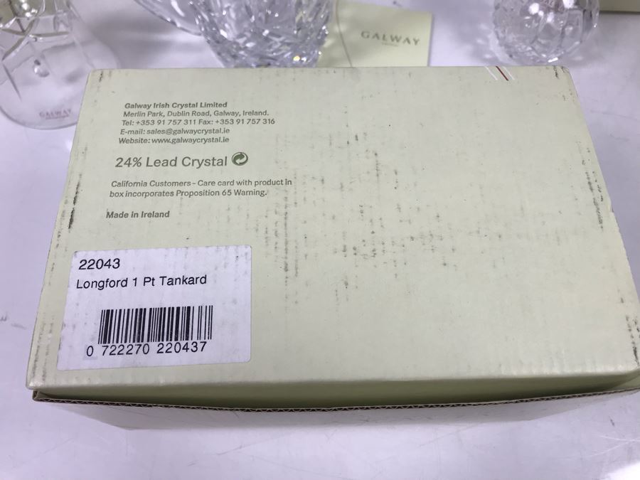 Galway Irish Crystal Items: Longford Perfume Bottle, 5' Vase, Tankard And 6' Bell Retails $230 [Photo 10]