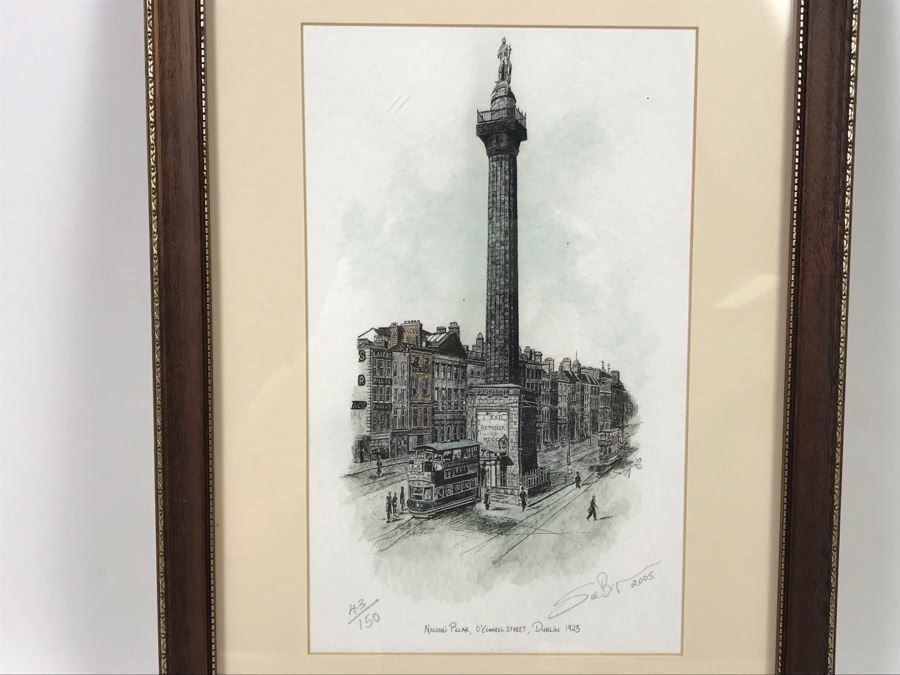 Limited Edition Hand Signed Print Of Nelson's Pillar, Dublin 1923 11 X 16 With Certificate Of Authenticity Retails $189 [Photo 2]