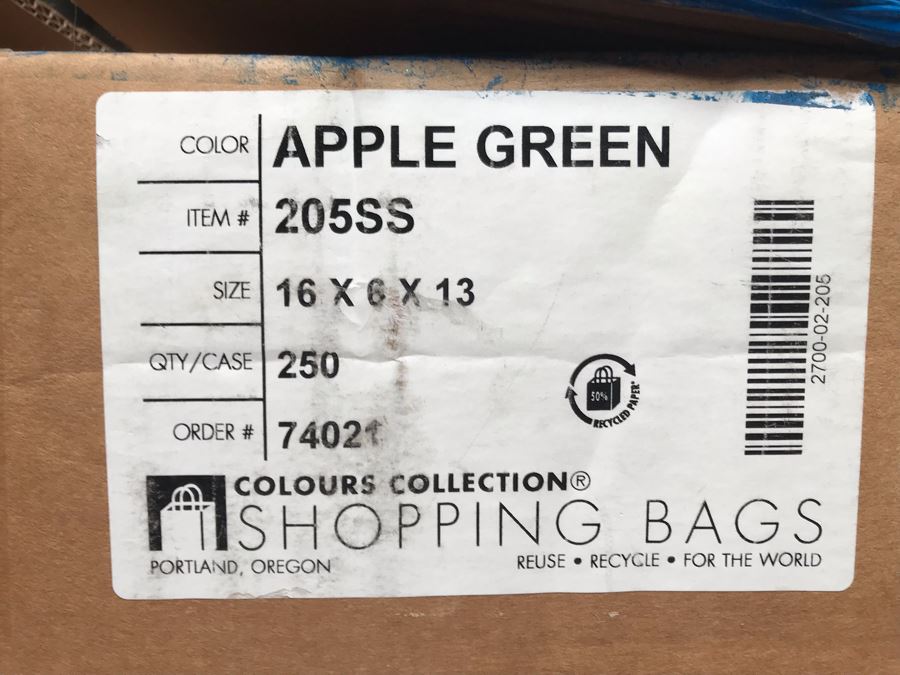 Apx 250 Apple Green Paper Shopping Bags 16 X 6 X 13 From O'Ireland [Photo 5]