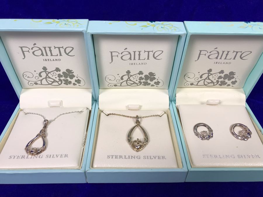 Failte Ireland Sterling Silver Pendant Necklaces And Earrings By Solvar Jewelry Retails $210 [Photo 3]