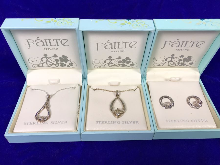 Failte Ireland Sterling Silver Pendant Necklaces And Earrings By Solvar Jewelry Retails $210 [Photo 2]