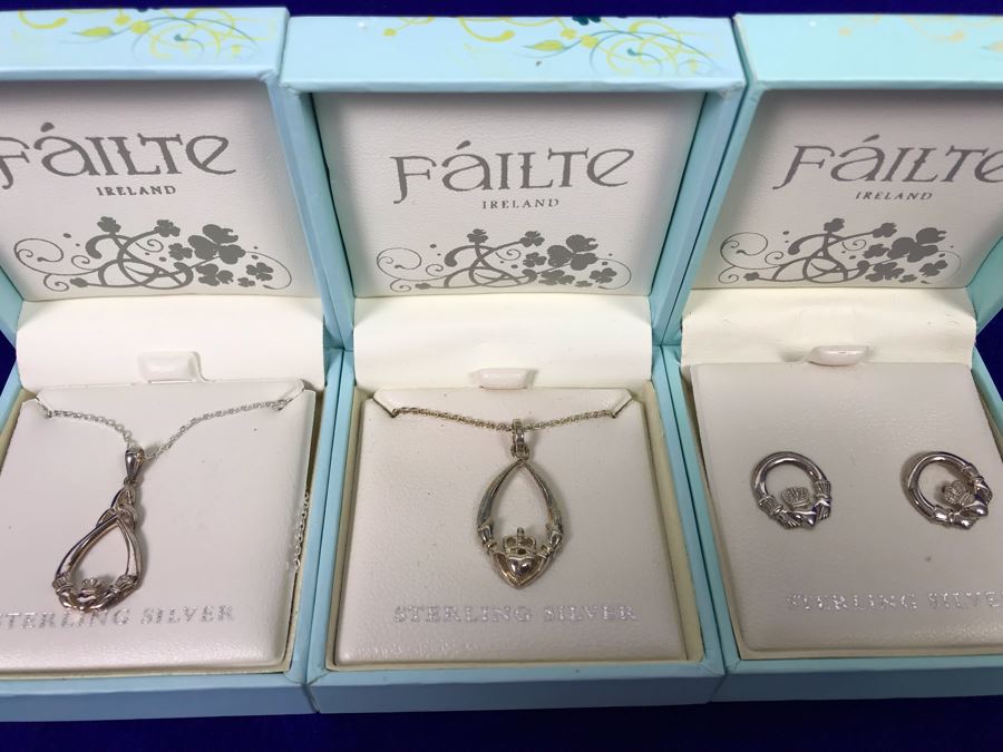 Failte Ireland Sterling Silver Pendant Necklaces And Earrings By Solvar Jewelry Retails $210 [Photo 1]