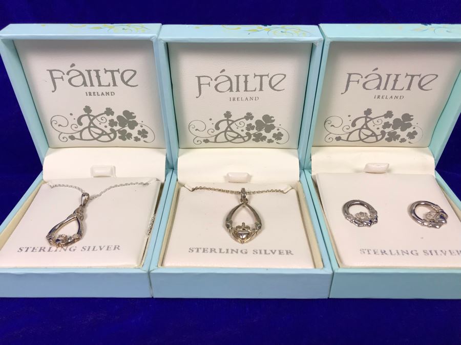 Failte Ireland Sterling Silver Pendant Necklaces And Earrings By Solvar Jewelry Retails $210 [Photo 7]