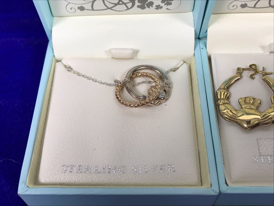 Failte Ireland Sterling Silver Pendant Necklace And Earrings By Solvar Jewelry Retails $332 [Photo 3]