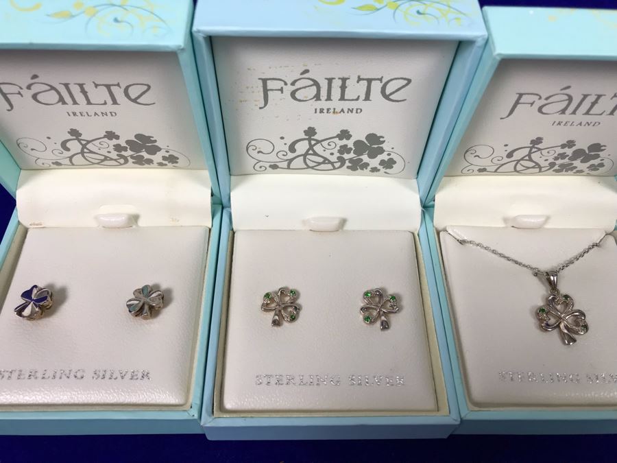 Failte Ireland Sterling Silver Pendant Necklace And Earrings By Solvar Jewelry Retails $230 [Photo 1]