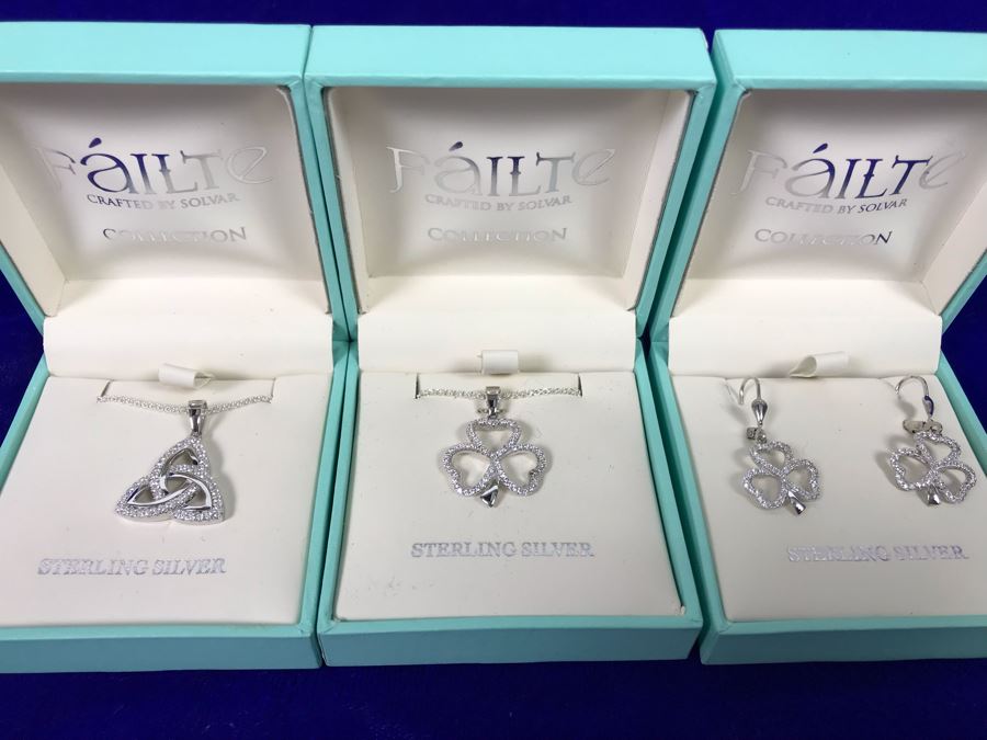Failte Ireland Sterling Silver Collection Pendant Necklaces And Earrings By Solvar Jewelry Retails $300 [Photo 1]