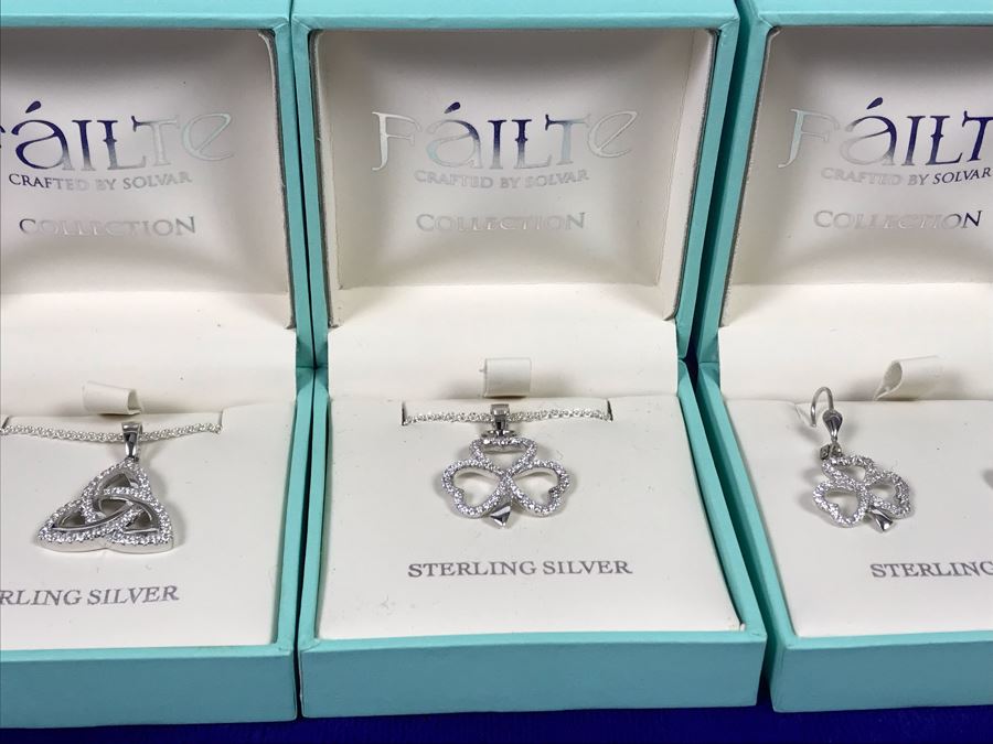 Failte Ireland Sterling Silver Collection Pendant Necklaces And Earrings By Solvar Jewelry Retails $300 [Photo 6]