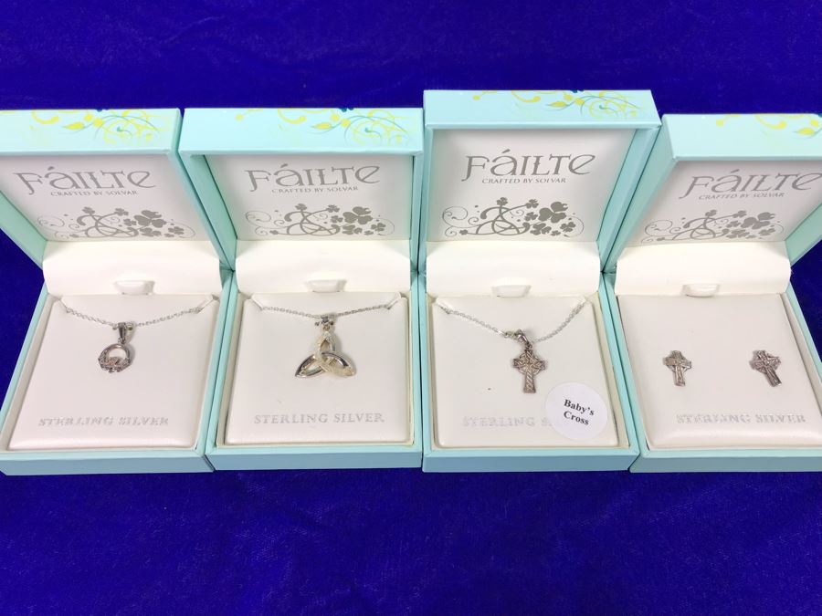 Failte Ireland Sterling Silver Pendant Necklaces And Earrings By Solvar Jewelry Retails $245 [Photo 1]
