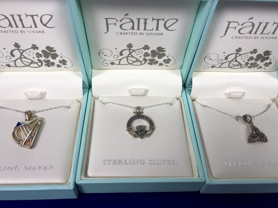 Failte Ireland Sterling Silver Pendant Necklaces By Solvar Jewelry Retails $253 [Photo 2]
