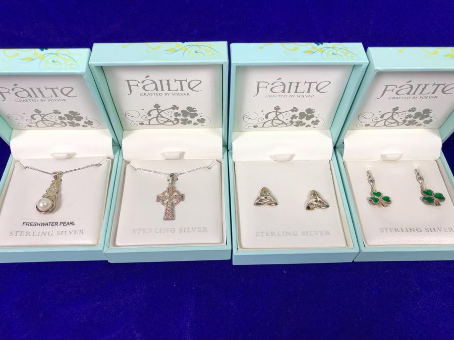 Failte Ireland Sterling Silver Pendant Necklaces And Earrings By Solvar Jewelry Retails $292
