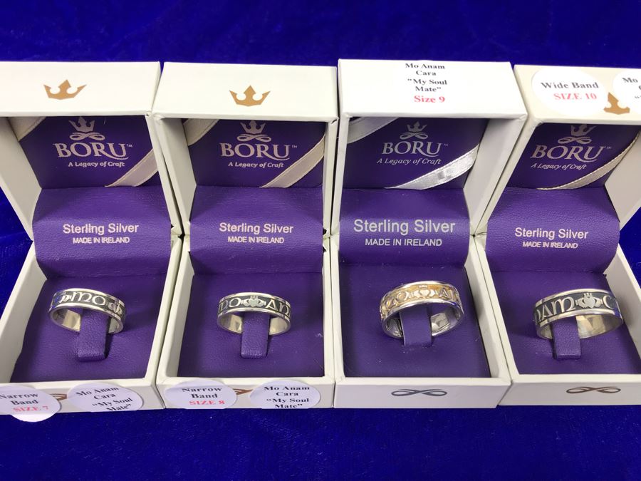 (4) Boru Ireland Sterling Silver Rings Sizes 7,8,9,10 'Mo Anam Cara' -- 'My Soul Mate' Retails $504 [Photo 2]