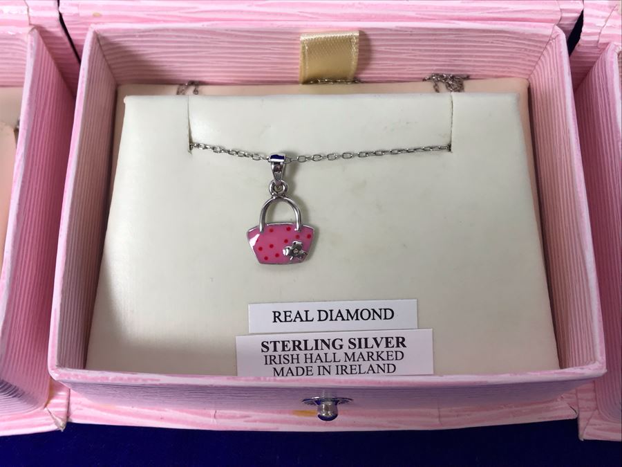 (4) Little Miss By ShanOre Sterling Silver With Real Diamonds Pendant Necklaces Irish Hallmarked Retails $116 [Photo 5]