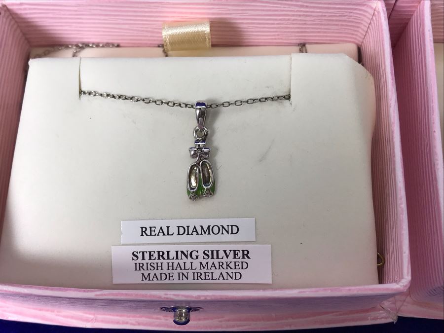 (4) Little Miss By ShanOre Sterling Silver With Real Diamonds Pendant Necklaces Irish Hallmarked Retails $116 [Photo 4]