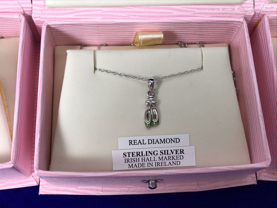 (4) Little Miss By ShanOre Sterling Silver With Real Diamonds Pendant Necklaces Irish Hallmarked Retails $116 [Photo 6]