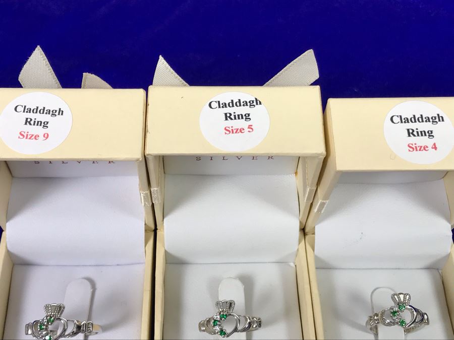 (3) Sterling Silver Claddagh Rings Shanore Silver Ireland Size 9, 5, 4 Retails $213 [Photo 6]