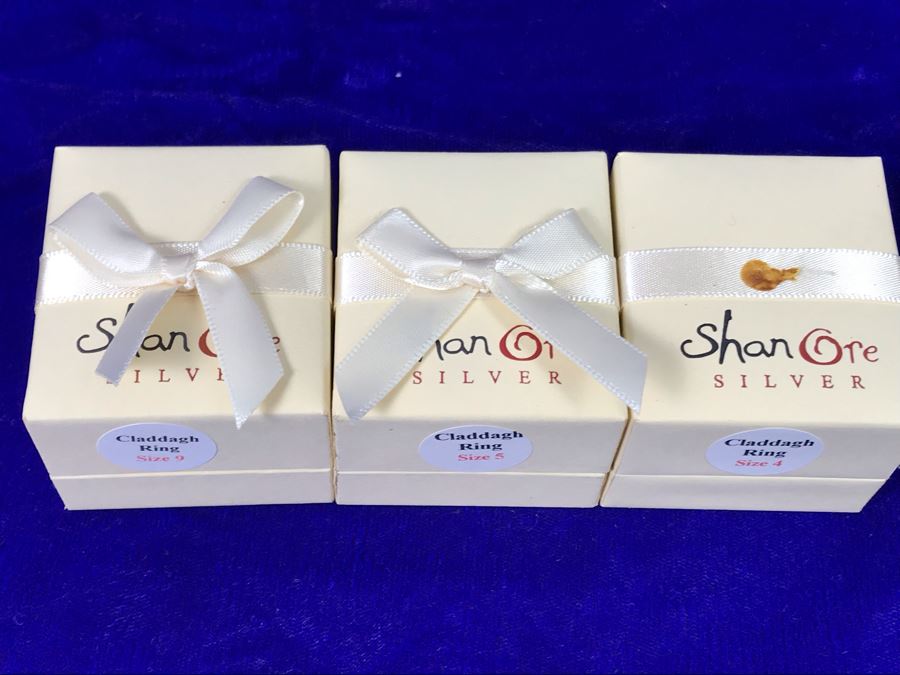 (3) Sterling Silver Claddagh Rings Shanore Silver Ireland Size 9, 5, 4 Retails $213 [Photo 7]