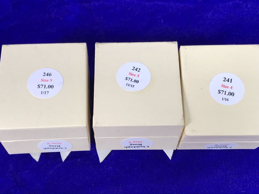 (3) Sterling Silver Claddagh Rings Shanore Silver Ireland Size 9, 5, 4 Retails $213 [Photo 8]