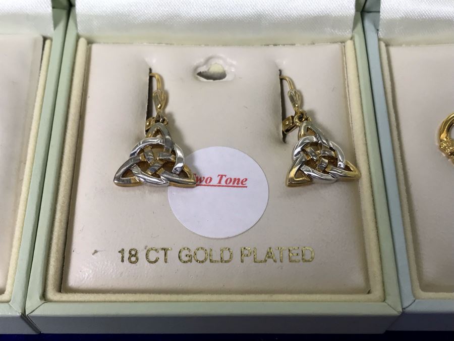 Solvar Ireland 18k Gold Plated Pendant Necklace And Earrings Retails $238 [Photo 3]