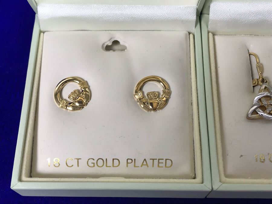 Solvar Ireland 18k Gold Plated Pendant Necklace And Earrings Retails $238 [Photo 6]