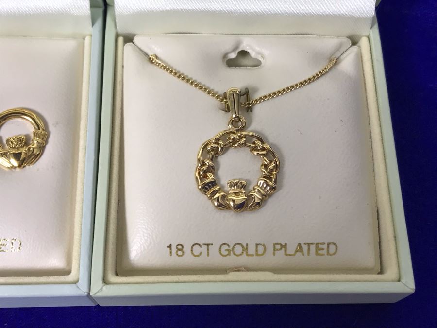 Solvar Ireland 18k Gold Plated Pendant Necklace And Earrings Retails $238 [Photo 4]