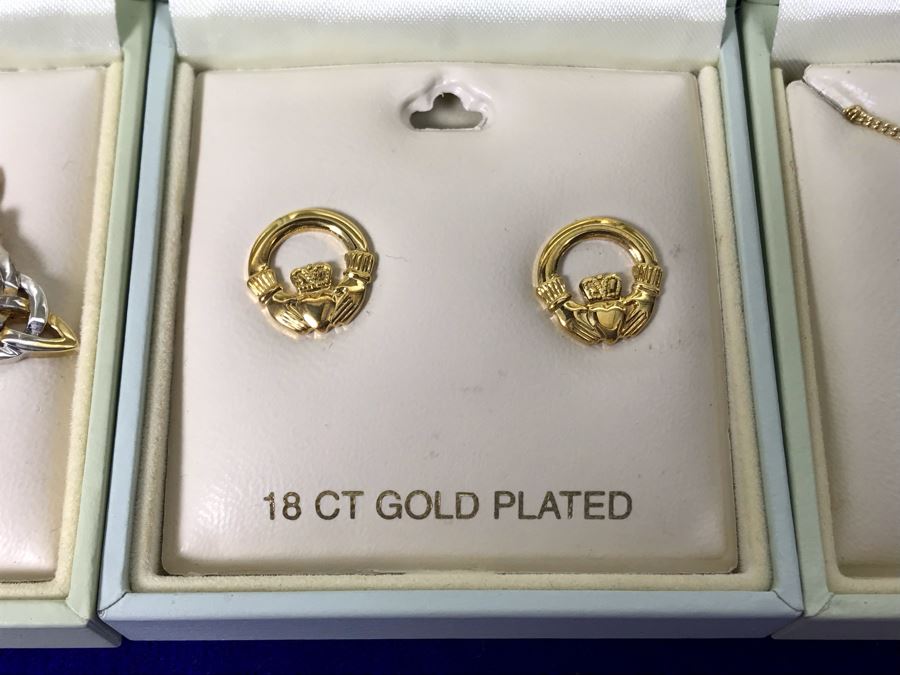 Solvar Ireland 18k Gold Plated Pendant Necklace And Earrings Retails $238 [Photo 5]