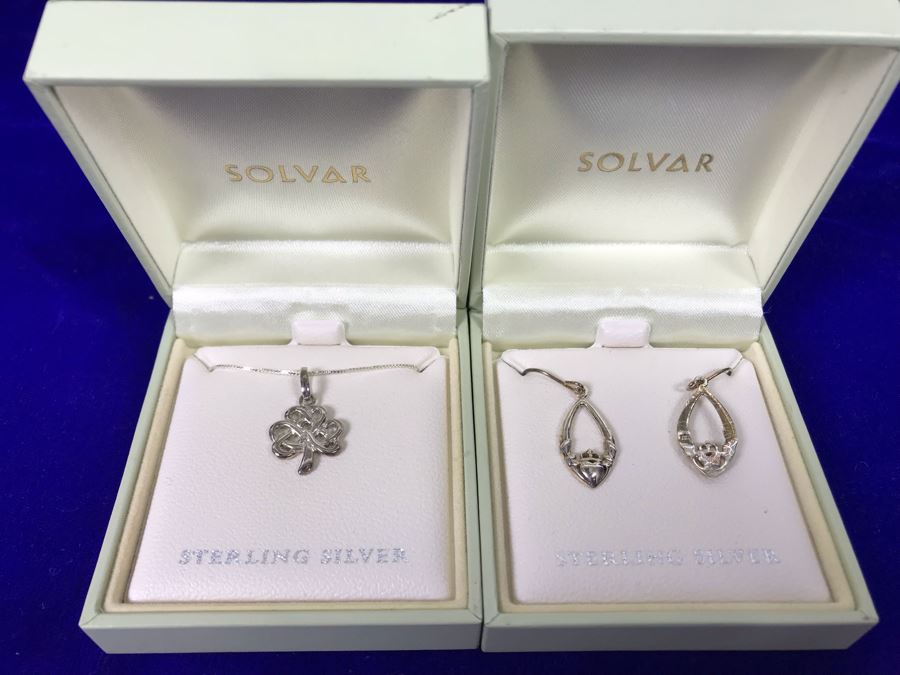 Solvar Ireland Sterling Silver Pendant Necklace And Earrings Retails $130 [Photo 2]