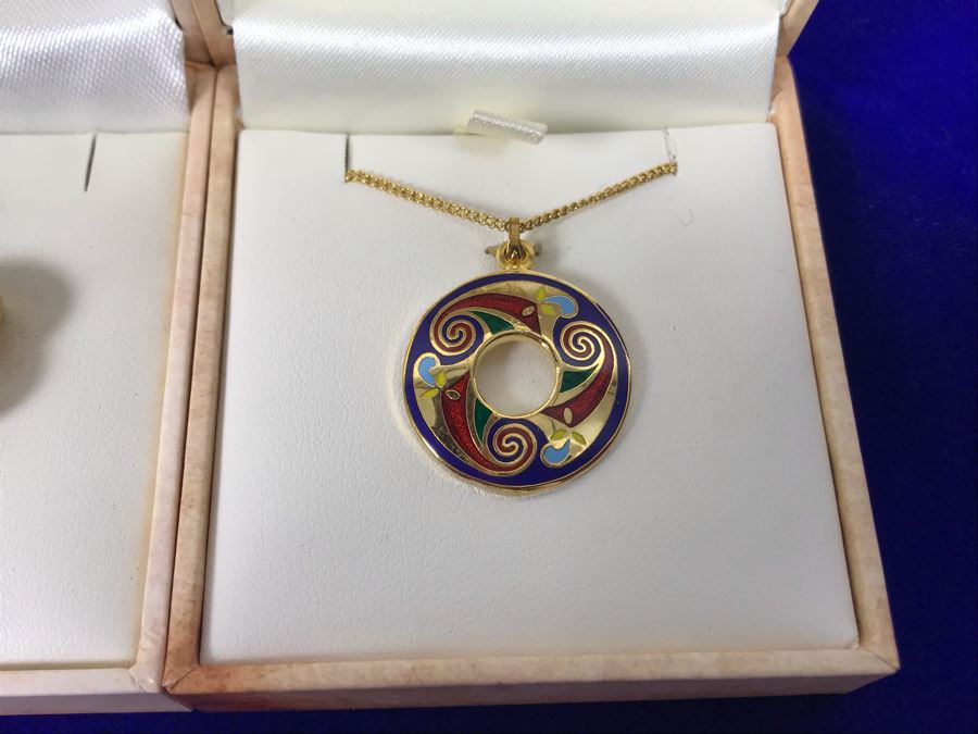 Tara Ireland Hand Enamelled Collection Pendant Necklace, Earrings And Brooch Pin Retails $196 [Photo 3]