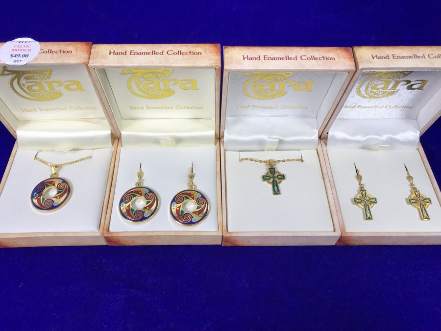 Tara Ireland Hand Enamelled Collection Pendant Necklaces And Earrings Retails $196