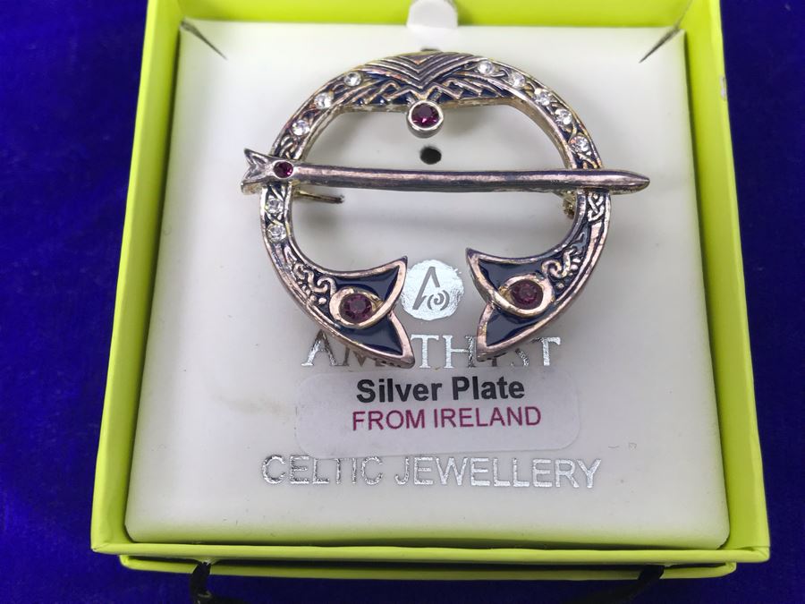 Tara Ireland Cat's Eye Bracelet And Amethyst Silver Plated Celtic Jewelry Brooch Pin Retails $108 [Photo 2]