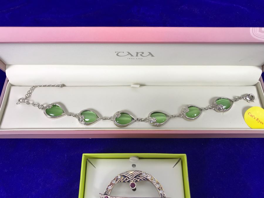 Tara Ireland Cat's Eye Bracelet And Amethyst Silver Plated Celtic Jewelry Brooch Pin Retails $108 [Photo 4]