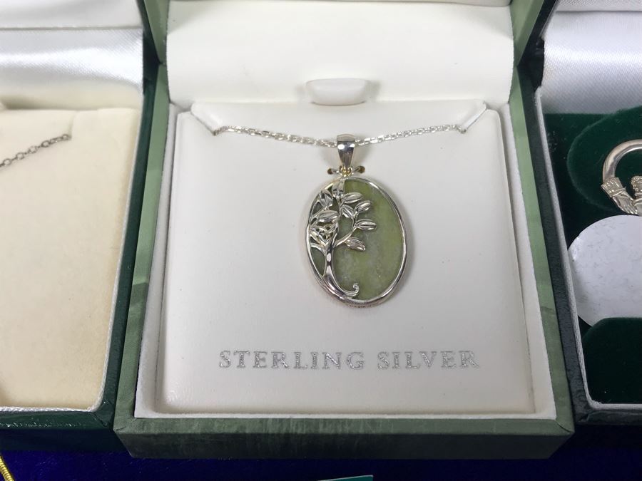 Sterling Silver Connemara Marble Jewelry: Pendant Necklaces, Bracelet And Clip On Earrings Retails $390 [Photo 3]