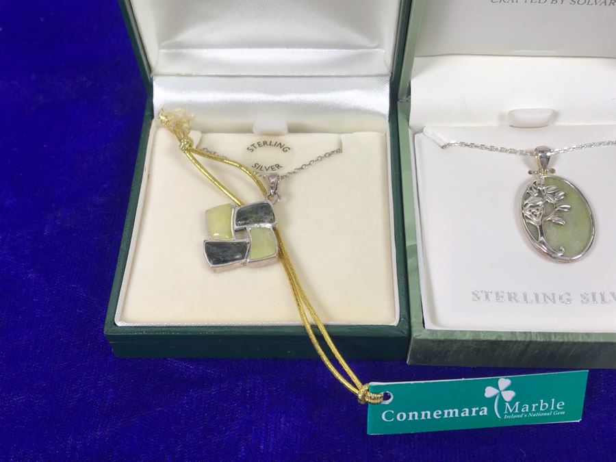 Sterling Silver Connemara Marble Jewelry: Pendant Necklaces, Bracelet And Clip On Earrings Retails $390 [Photo 5]