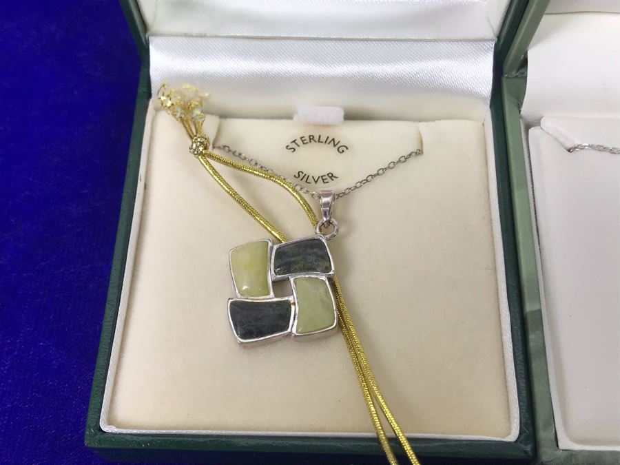 Sterling Silver Connemara Marble Jewelry: Pendant Necklaces, Bracelet And Clip On Earrings Retails $390 [Photo 6]