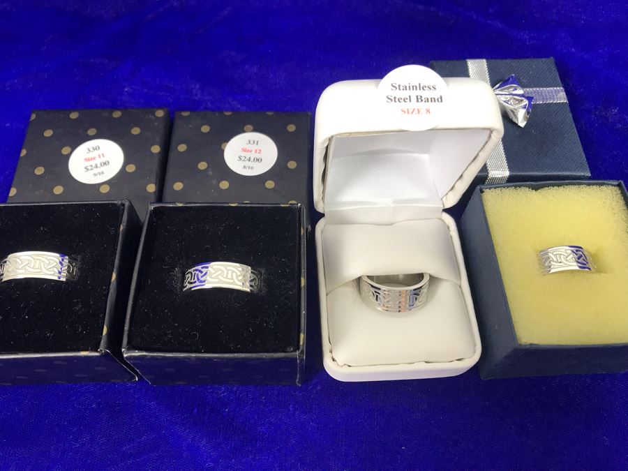 (4) Stainless Steel Rings Size 11,12,8 Retails $96 [Photo 1]