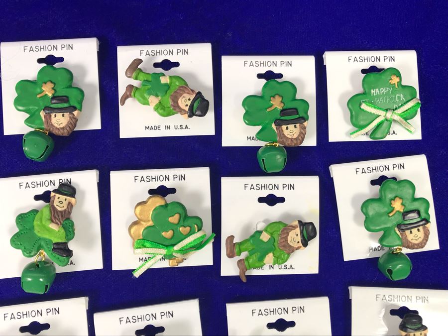 (28) Irish Leprechaun Shamrock Brooches Fashion Pins [Photo 3]