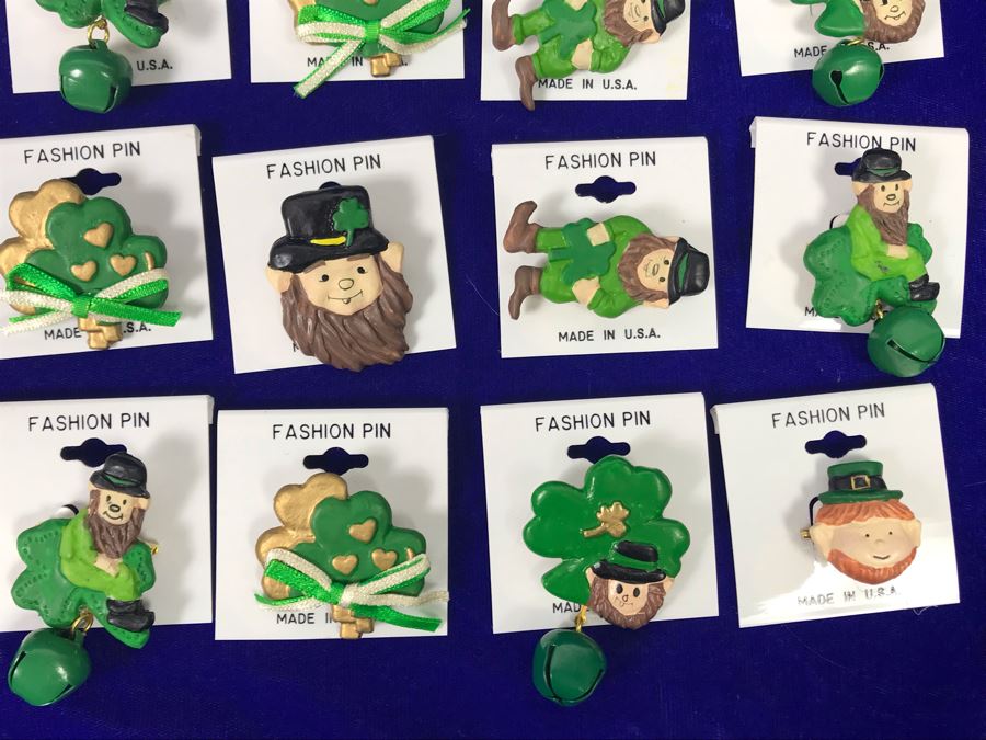 (28) Irish Leprechaun Shamrock Brooches Fashion Pins [Photo 4]