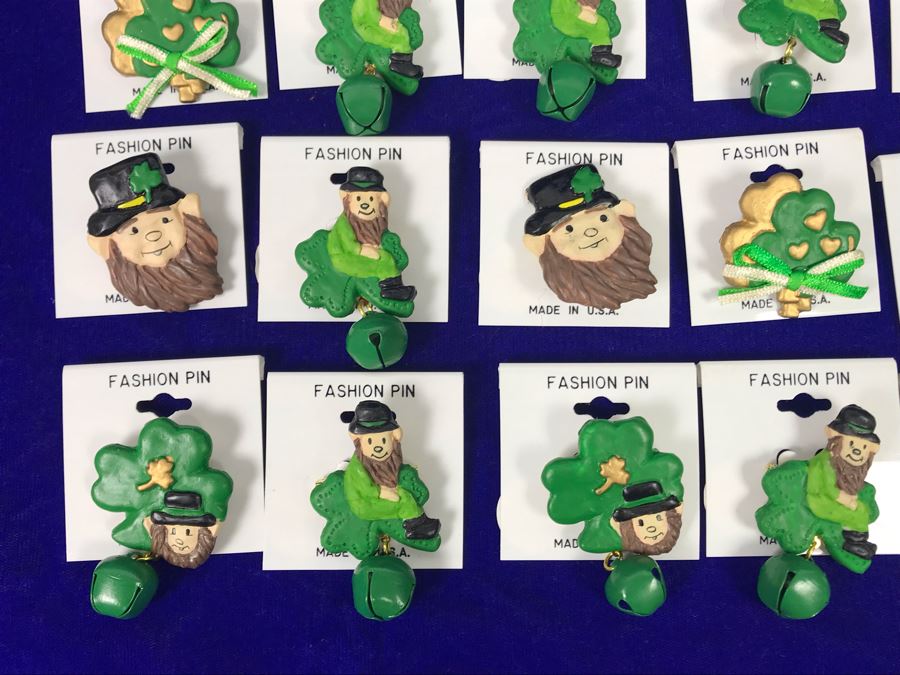 (28) Irish Leprechaun Shamrock Brooches Fashion Pins [Photo 5]