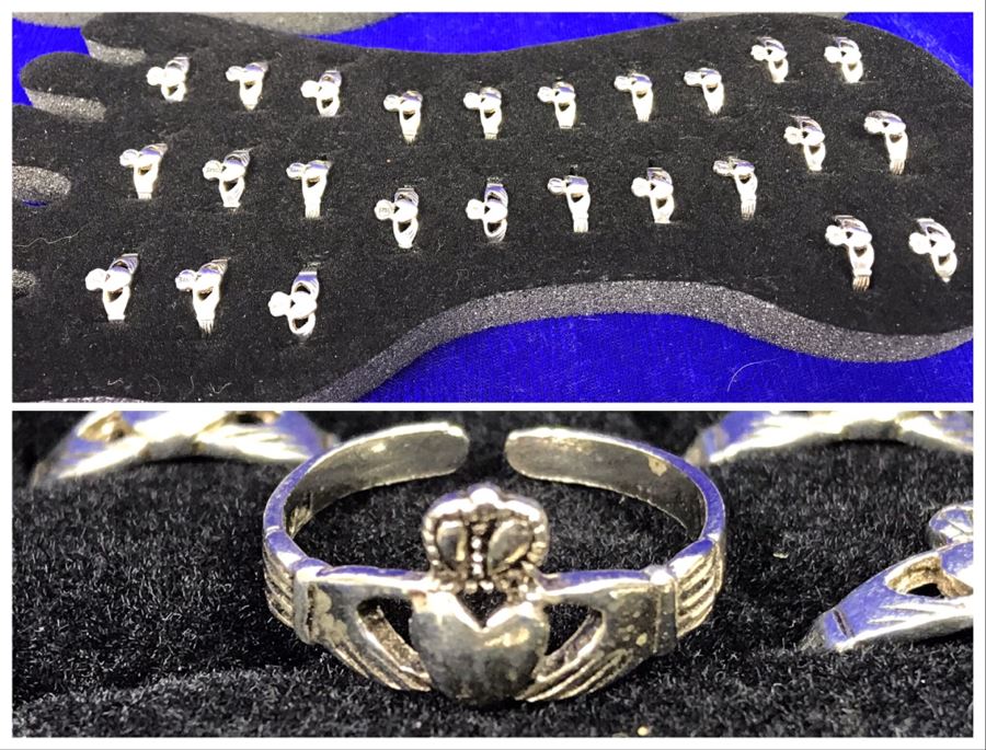 (25) Sterling Silver Irish Toe Rings With Pair Of Toe Ring Displays Retails $300