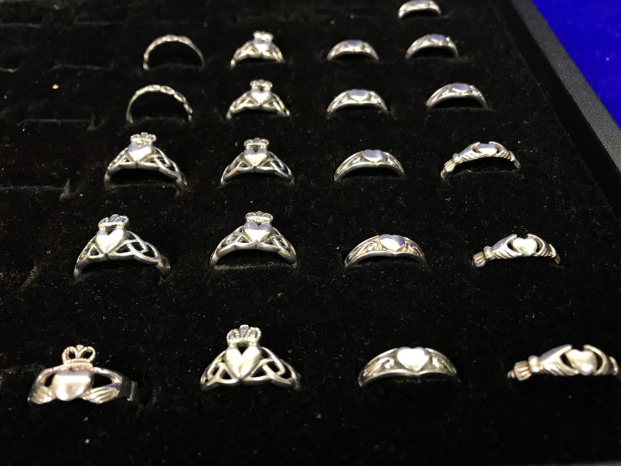 (21) Sterling Silver Rings Various Sizes With Ring Display Tray [Photo 3]