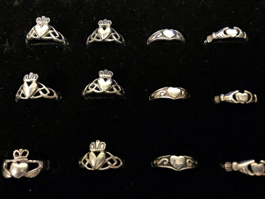 (21) Sterling Silver Rings Various Sizes With Ring Display Tray [Photo 4]